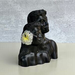 Vintage 1970 Hawaiian Couple Coral Sculpture by Frank Shirman NA IPO, Tiki Decor